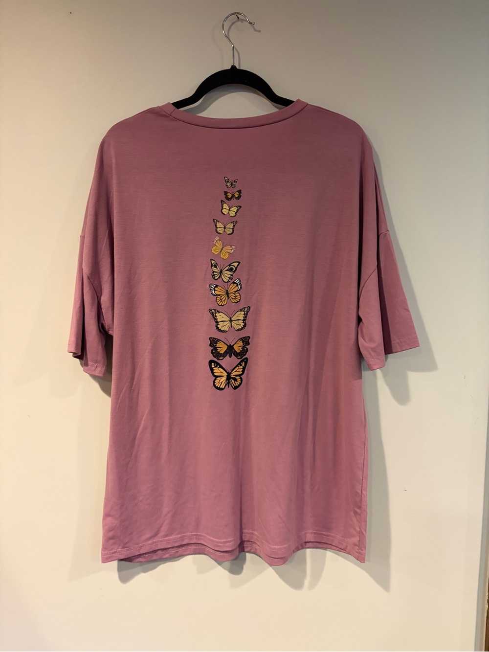 Oversize Pink Butterfly Graphic Tee